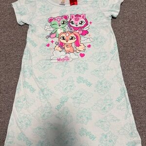 Mixlings Kids Nightgown - White with Pink and Green